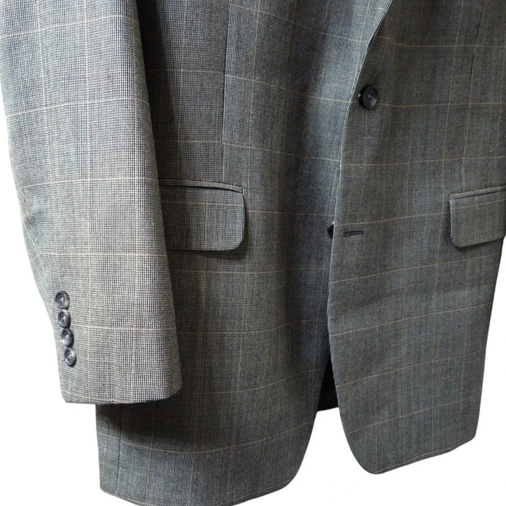 Jos A Bank Signature Collection Mens 44L‎ Wool Silk Plaid Blazer Sport Coat